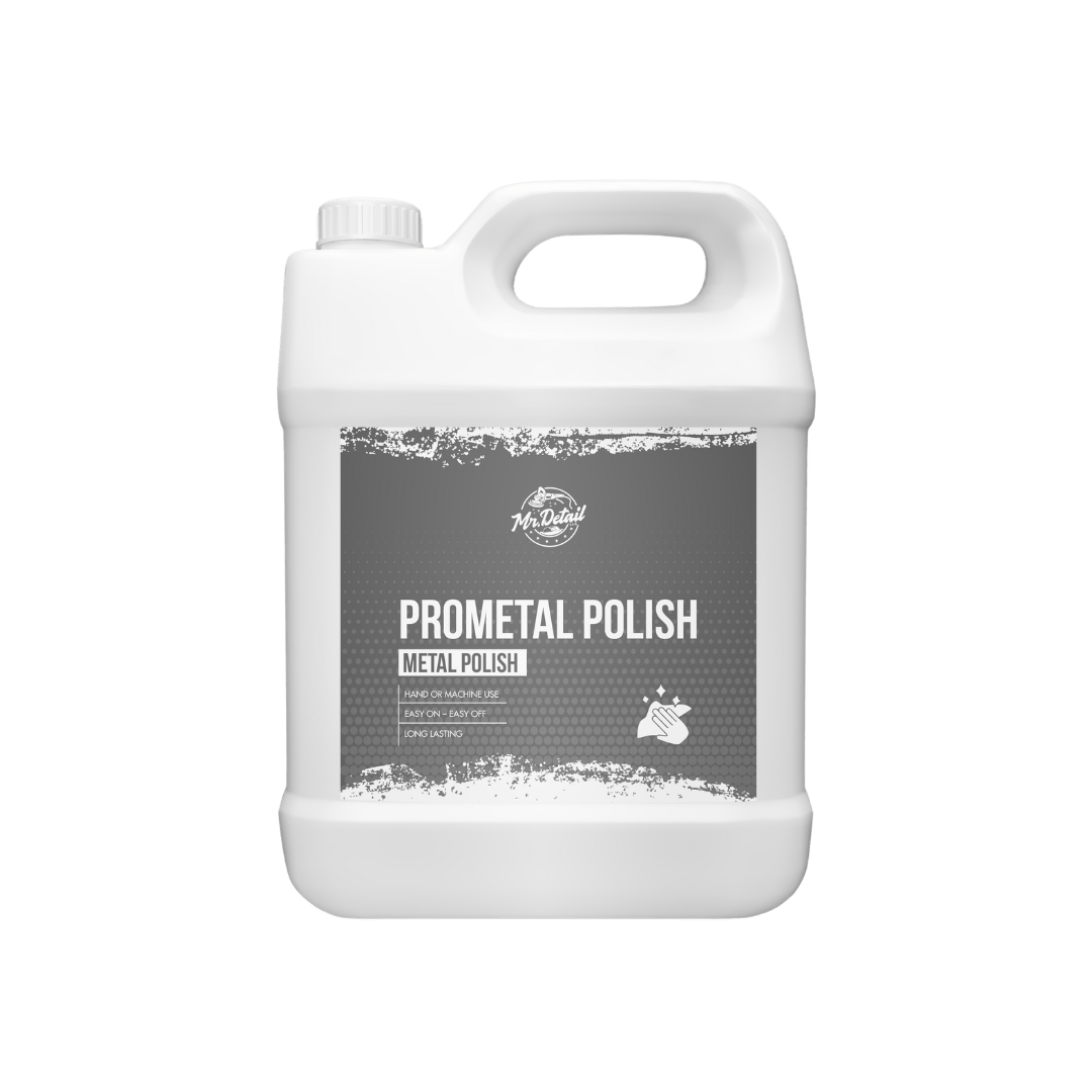 A bottle of Mr Detail ProMetal Polish on a white background.