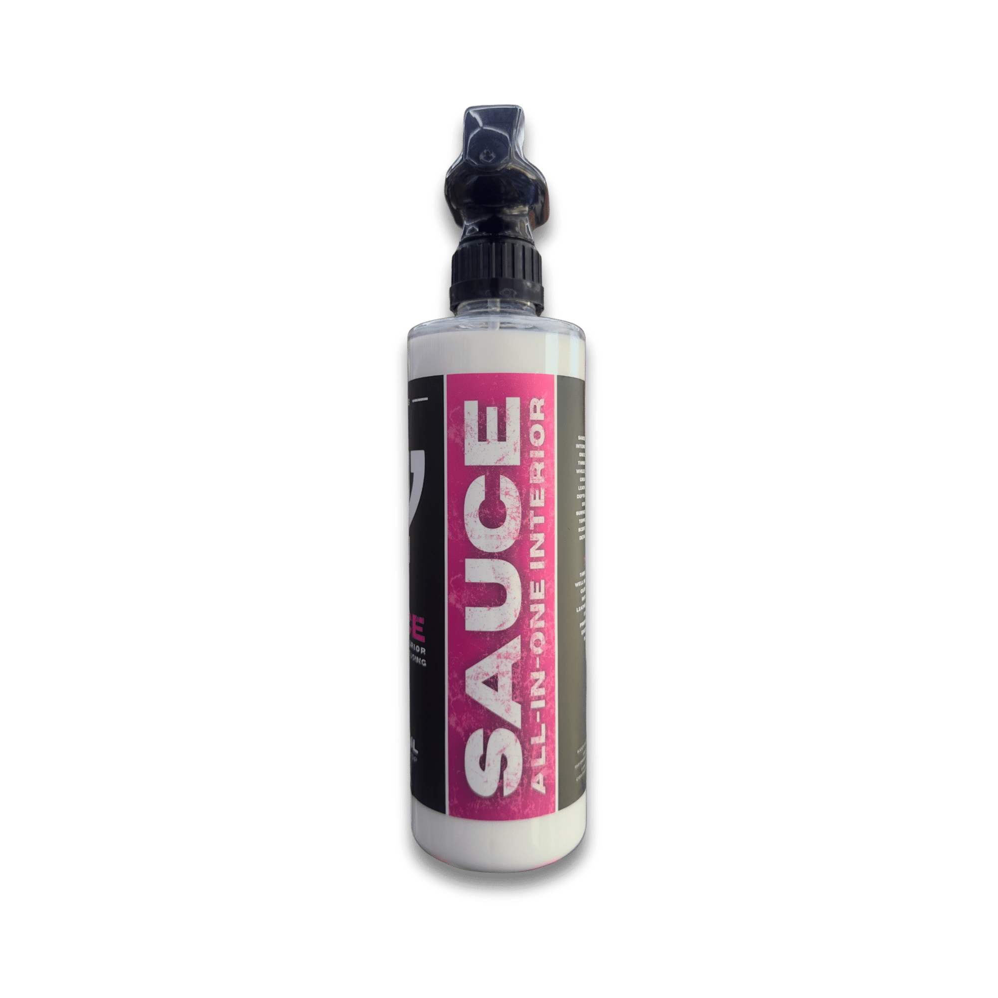 A bottle of Mr Detail SAUCE on a white background.