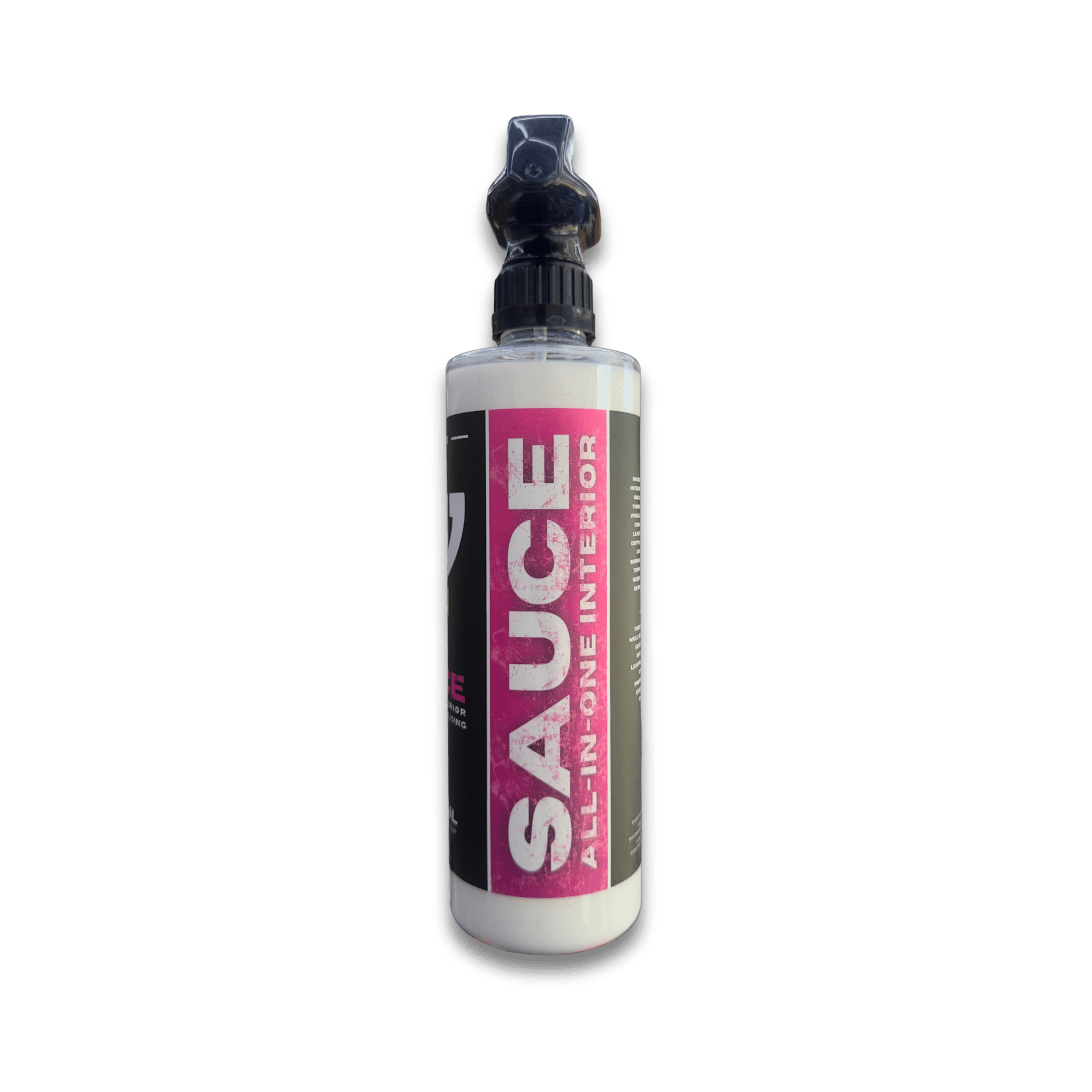 A bottle of Mr Detail SAUCE on a white background.