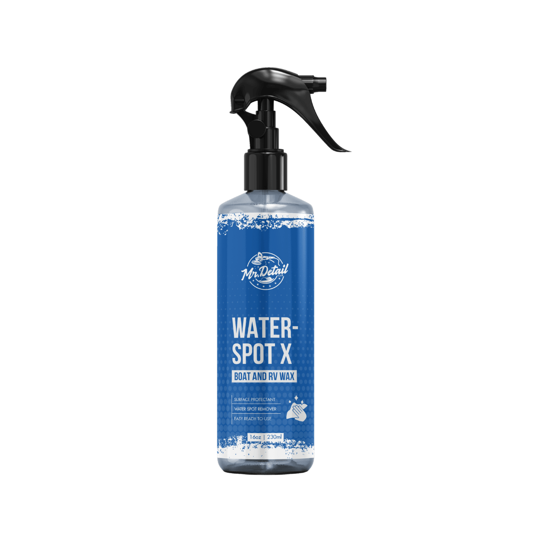 A bottle of Mr Detail WaterSpotX on a white background.
