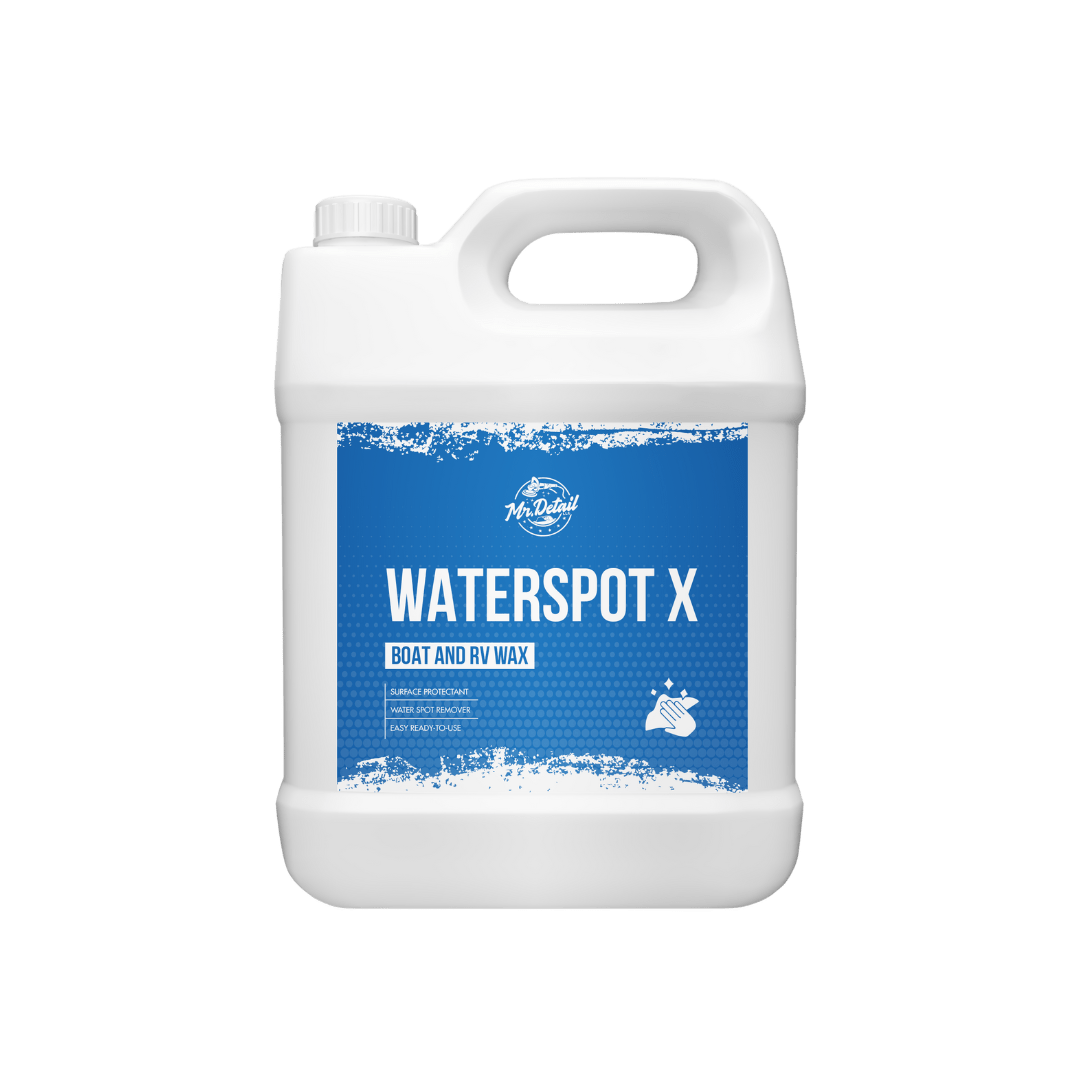 A bottle of Mr Detail WaterSpotX on a white background.